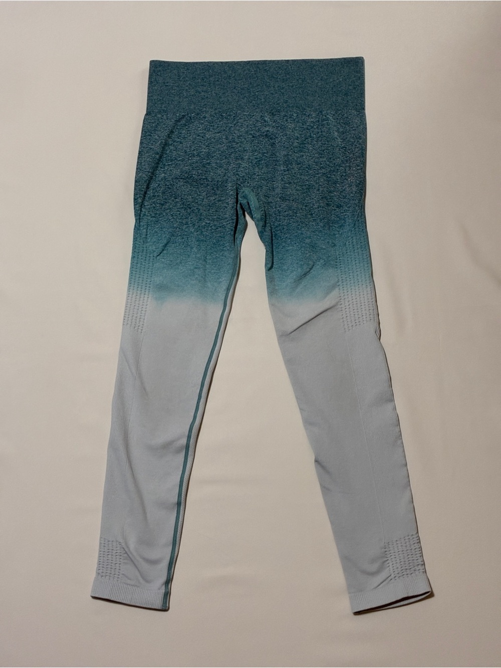 Gymshark teal/blue/white ombré leggings; women’s medium